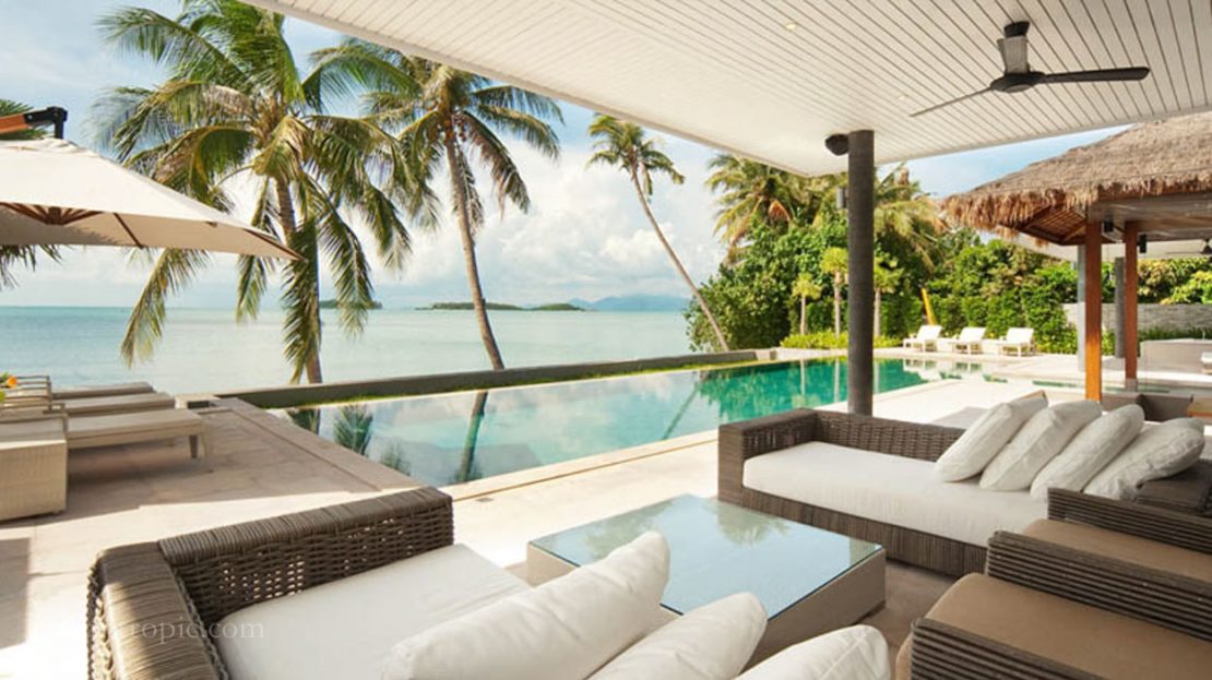 6 bedroom beachfront villa for rent in Samui