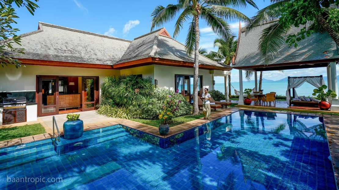 Secluded 4 bedroom villa on the shores of Maenam Beach for rent in Koh Samui